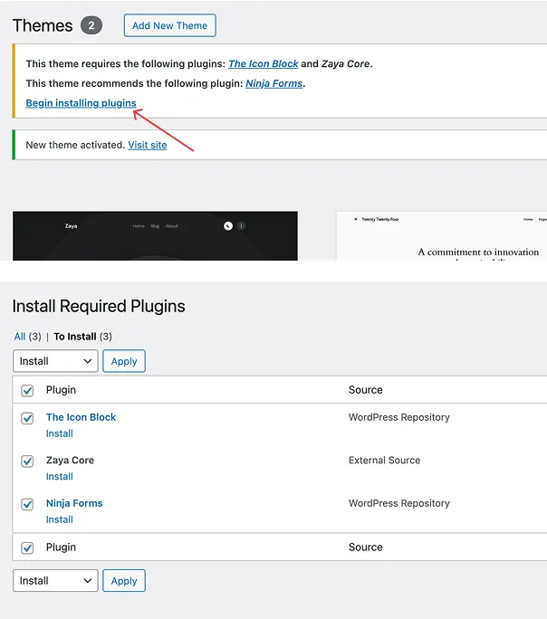 install required plugins