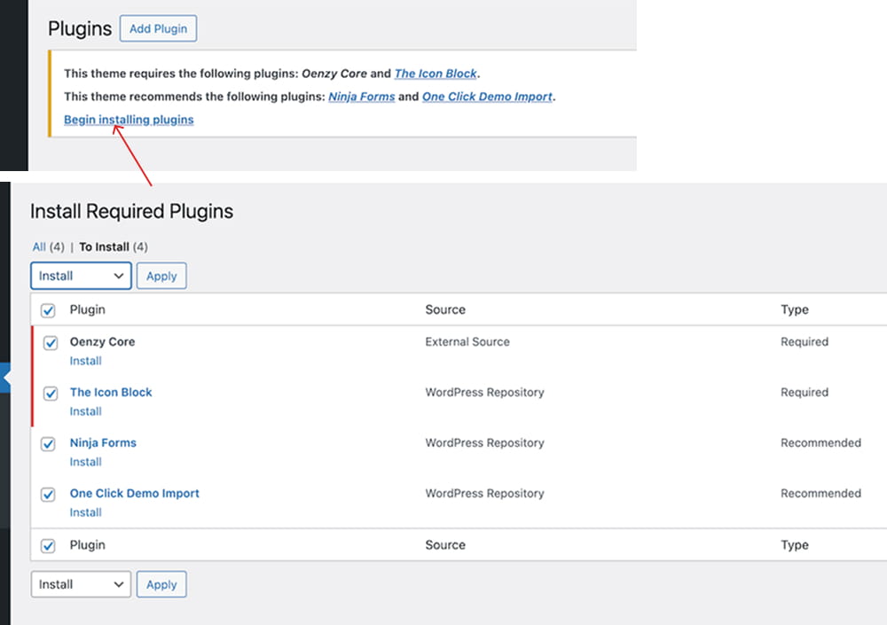 install required plugins