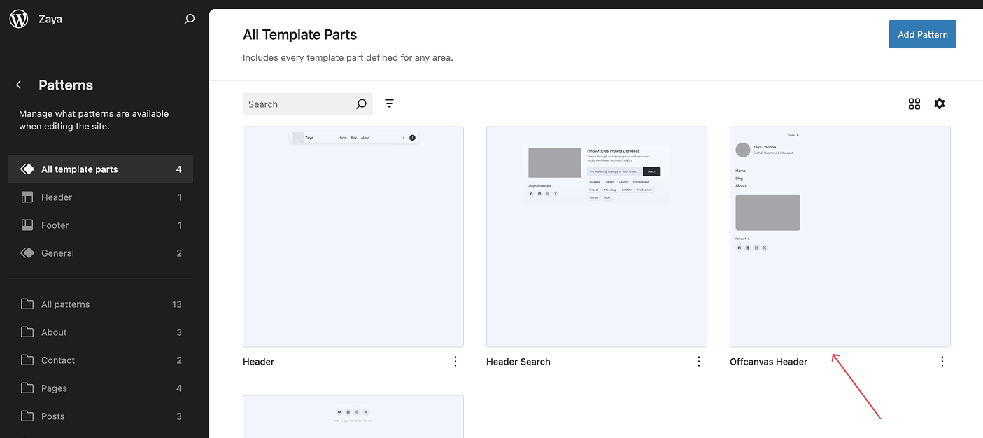 offcanvas header navigation