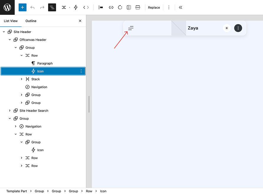 offcanvas header navigation