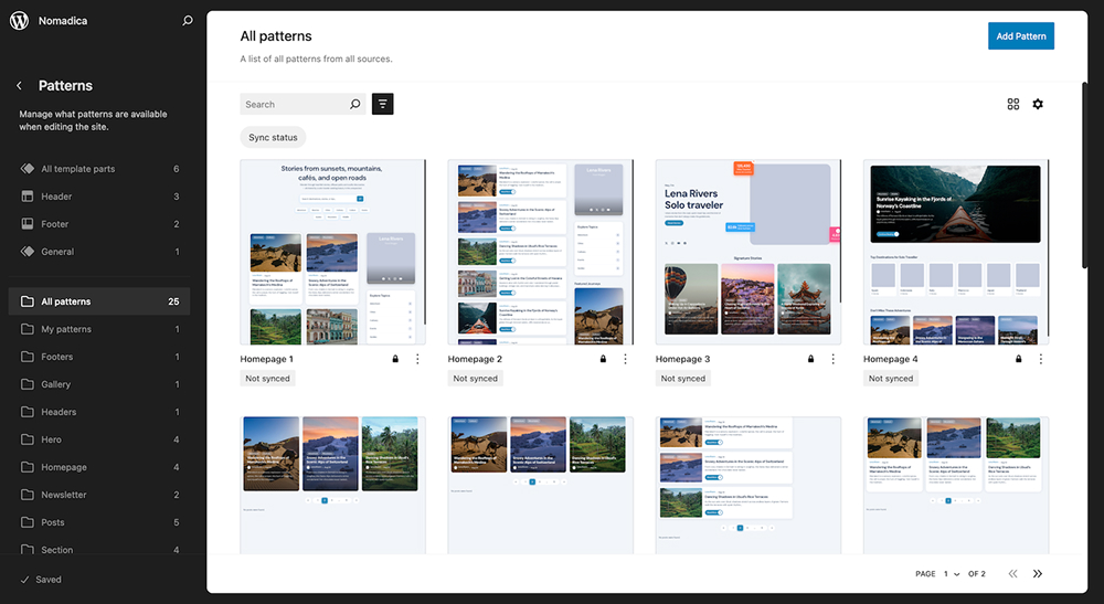 available patterns