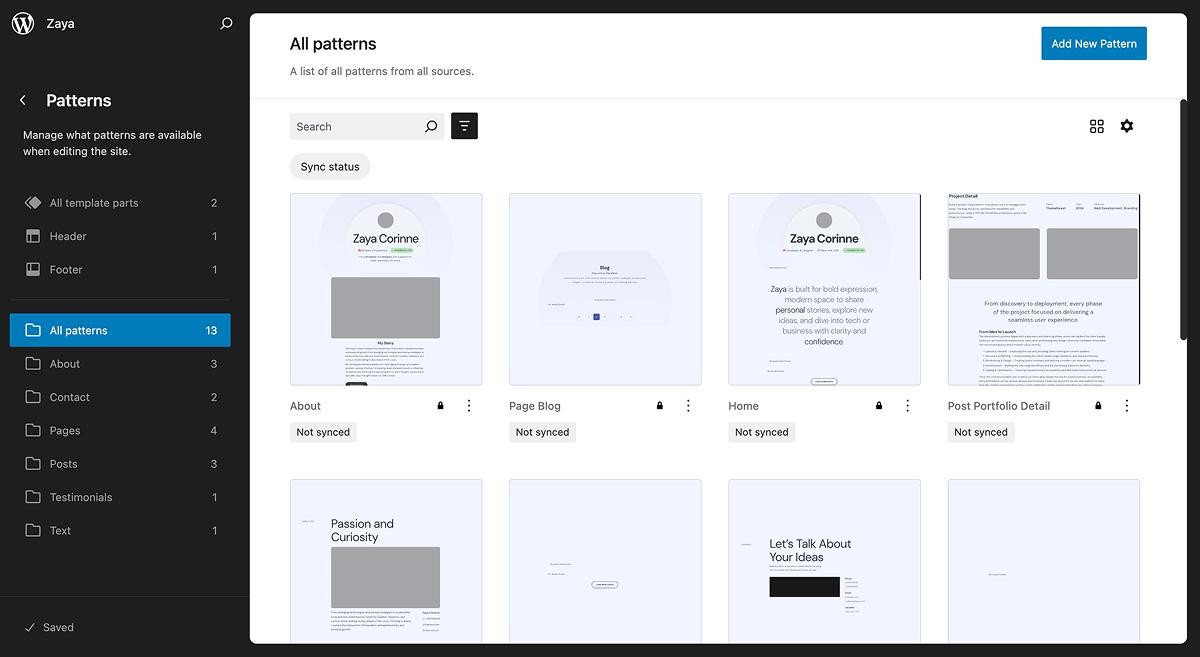 available patterns